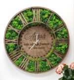 Ceas Rotund "Acasă este cel mai frumos loc din lume"  din placaj natural