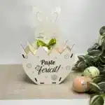Lădița Iepuraș  cu inscripție ”Paște Fericit”